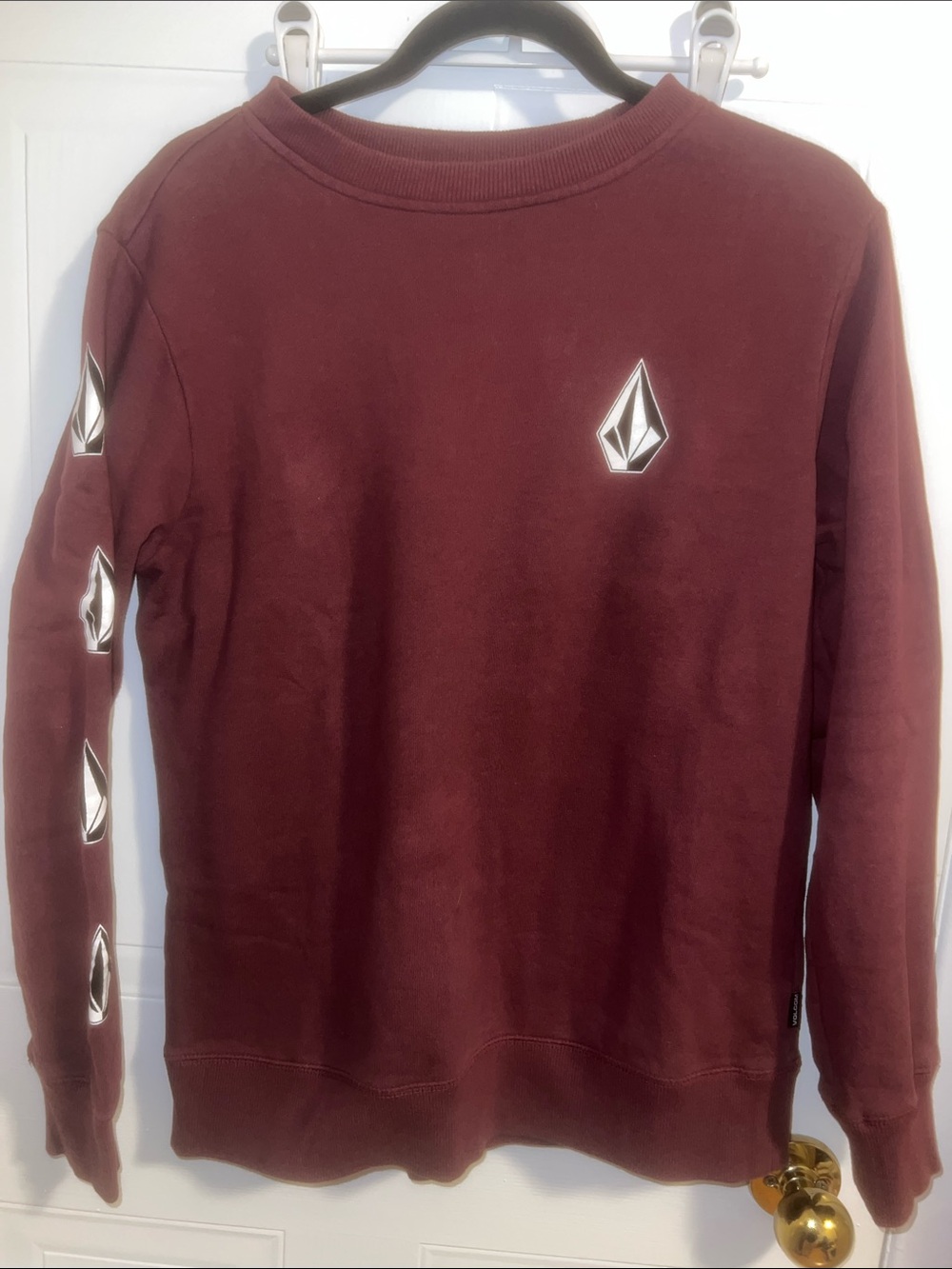 Volcom Men's Burgundy Crewneck Sweatshirt with Logo Accents